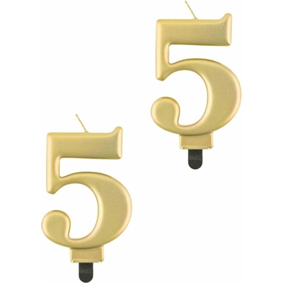 GoDan Narozeninová svíčka na dort 5 metalická zlatá 8 cm – Zboží Dáma