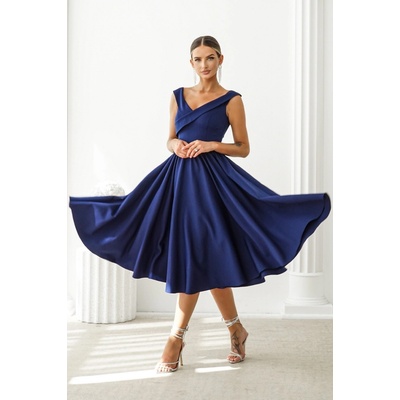 Warsaw Dress áčkové midi šaty tmavomodré