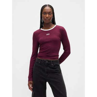 GAP Ребрести тениска с лого GAP GAP | Cherven | ЖЕНИ | XXS