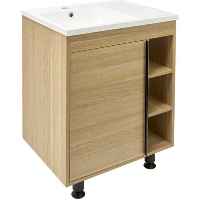 Naturel Koupelnová skříňka s umyvadlem Naturel Lucca 59x70x45 cm dub mat LUCCA60D LUCCA60D