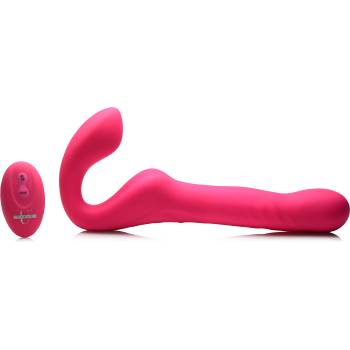 Strap U Mighty-Thrust Thrusting & Vibrating Strapless Strap-On with Remote Pink