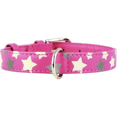 COLLAR Светещ кожен нашийник с звезди, розов 38 - 49 см, 25 мм