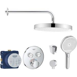 SANITINO - Душ комплект с термостат Grohe и скрито тяло, аксесоари kielle, хром SANI21GKK001 (SANI21GKK001)