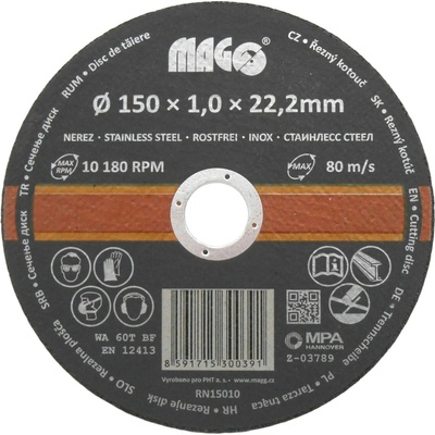 Magg Řezný kotouč na nerez 150 x 1,0 x 22,2 mm RN15010