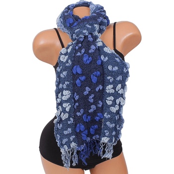 Image 1 of Зимен шал в тъмносиньо с ефектна декорация