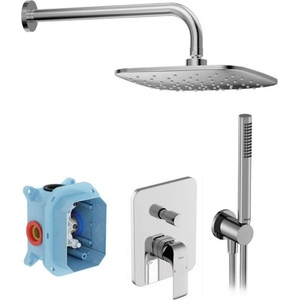 RAVAK Flat - Душ гарнитура със смесител за скрит монтаж, с корпус, 25х25 см, хром X07S070 (X07S070)