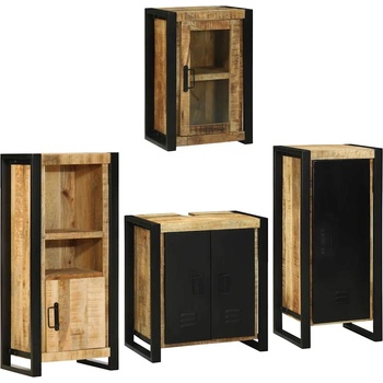 vidaXL Комплект мебели за баня 4 pcs Кафяво Солидно мангово дърво (3305690)