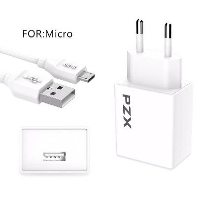 Зарядно устройство PZX C882E, от контакт към 1x USB Type-A(ж), 3.1A, бяло, с включен USB Micro кабел (C882E Micro USB)