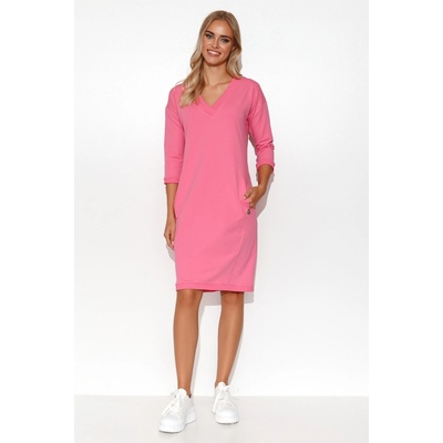 Rovné mikinové šaty M779 baby pink