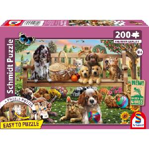 Schmidt Spiele Пъзел Schmidt от 200 части - Градински пикник за кучета и котки (56534)