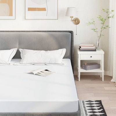 vidaXL Протектор за матрак, бял, 120x200 см, водоустойчив (4100153)