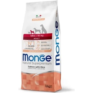 Monge Natural Superpremium Mini Adult Monoprotein Salmon with Rice - суха храна за кучета в зряла възраст от дребните породи - 7.5кг