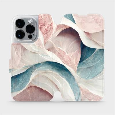 Flipové pouzdro Mobiwear - Apple iPhone 14 Pro - VP33S Růžový a zelenkavý mramor (Knížkové flip pouzdro, obal, kryt na mobil Apple iPhone 14 Pro - VP33S Růžový a zelenkavý mramor, materiál Umělá kůže