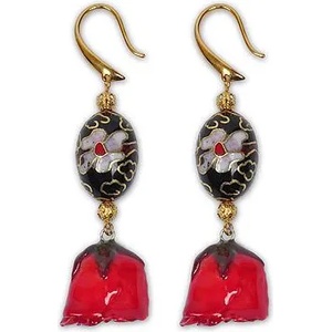 Dannyra Обици от естествени рози и мъниста клоазоне Spanish Romance Dannyra Jewels