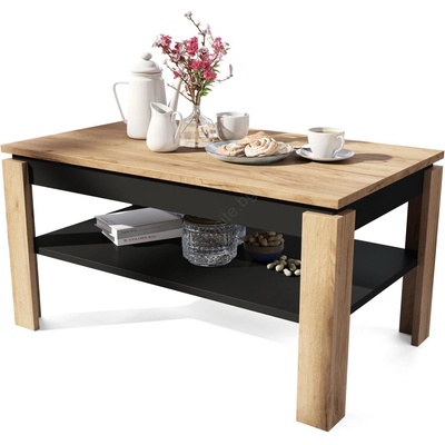 Mazzoni Разтегателна холна маса с повдигащ плот и рафт aden дъб крафт/черно (mz0030)