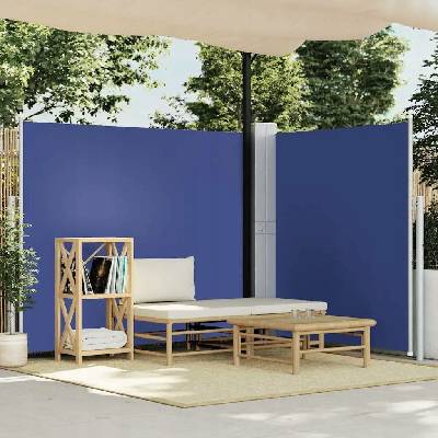 Greatstore Zatahovací boční markýza / zástěna modrá 160 x 600 cm