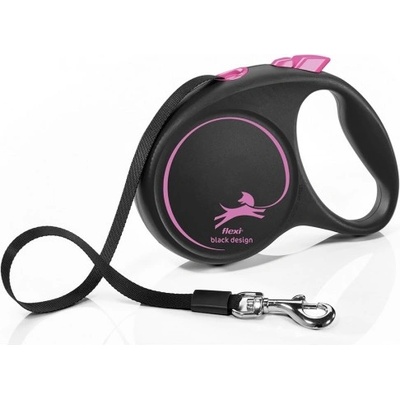 flexi Автоматичен повод FLEXI Black Design М розово лента 5 м - 25 кг 03401