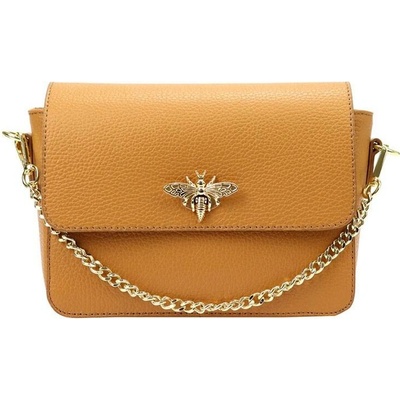 Menší kožená crossbody kabelka do ruky i přes rameno Hnědá