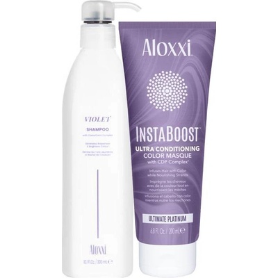 ALOXXI Profesionální vlasová kosmetika Los Angeles Violet šampon 300 ml a InstaBoost hydratační maska platina 200 ml