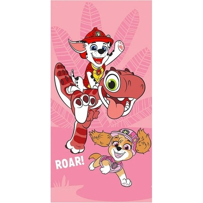 Carbotex plážová osuška Tlapková patrola PawPatrol motiv dinosauří jízda 70 x 140 cm