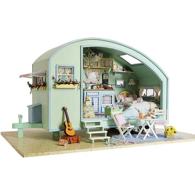 HABARRI Miniatura domečku DIY LED Karavan v kempu