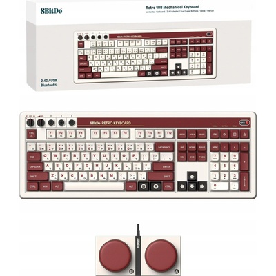 8BitDo Retro Mechanical Keyboard Fami Edition with Integrated Numpad + Dual Super Buttons - UK 6922621506645