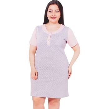 Макси нощница в сиво и розово с малки сърчица