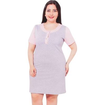 Макси нощница в сиво и розово с малки сърчица