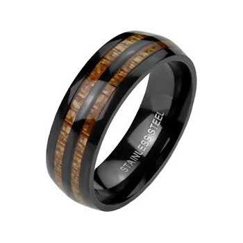 Šperky4U Ocelový prsten dekor dřevo OPR1954