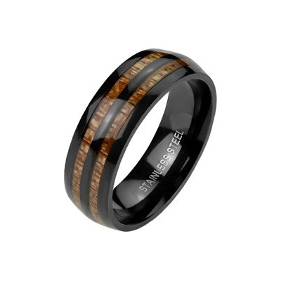 Šperky4U Ocelový prsten dekor dřevo OPR1954