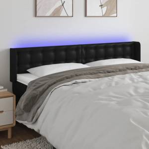 vidaXL LED горна табла за легло, черна, 183x16x78/88 см (3123338)