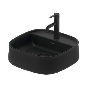 Duravit Zencha - Умивалник за монтаж върху плот 42x42 см, без преливник, отвор за смесител, DuraCeram, матов антрацит 2374421371 (2374421371)