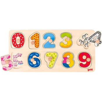 Image 1 of Goki - Puzzle Puzzle Drevená vkládačka Prvé počítanie - 1 - 39 piese