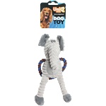 Uniq Pets Ropy Elephant - плюшена играчка за куче с въжен ринг и пищялка, 31 см