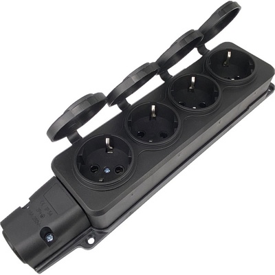 Удължител No brand 5704, 4 гнезда, 250V, 16A, Влагозащитен, Без кабел, Черен - 17873 (17873)