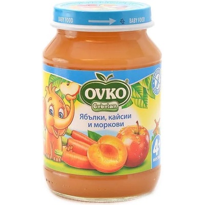 OVKO Bebelan - Пюре ябълки с кайсии и моркови 4 месец 190 гр (2134)