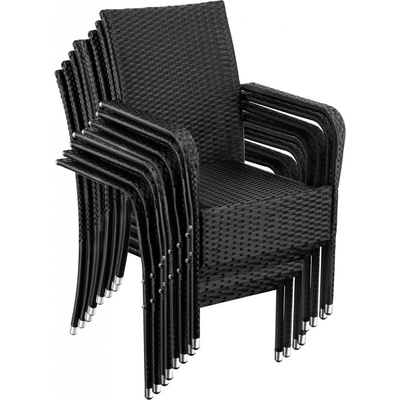 tectake 406122 ratanová židle girona, stohovatelná, nosnost 120 kg sada 8 kusů