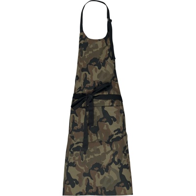 Kariban Zástěra Kariban K885 s laclem COT20K885w5599-olive camou