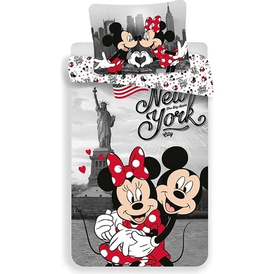 Jerry Fabrics Obliečky Mickey a Minnie v New Yorku Love Bavlna 140x200 70x90