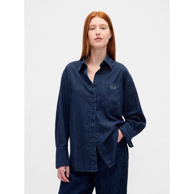 Gap oversize džínsová košeľa s logom Big Shirt UltraSoft tmavomodrá