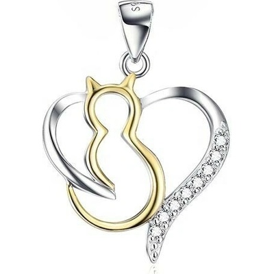 Lunica Stříbrný přívěsek KOČKA V SRDCI 1022