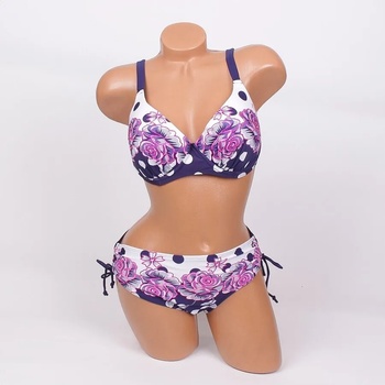 Image 1 of Бански в бяло и тъмносиньо с рози и точки - чашка d