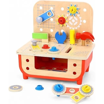 Tooky Toy Дървен комплект Tooky Toy - Работилница с инструменти (420173)