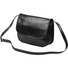 Lovecká středně velká kožená crossbody kabelka Florence no. 13 černá