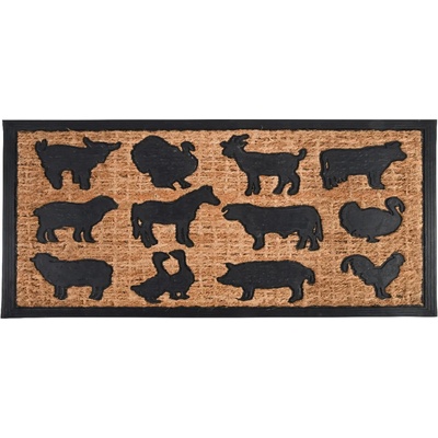 ESSCHERT DESIGN Gumová "BEST FOR BOOTS" s kokosovým vláknem Zvířátka z farmy přírodní s černou 76 x 45 cm