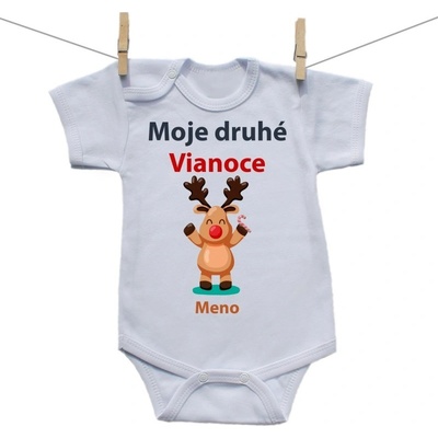 Boodyy Body s krátkym rukávom Moje druhé Vianoce so sobíkom a menom dieťatka
