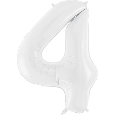 PartyDeco Fóliový balón Číslo 4 biely 86cm