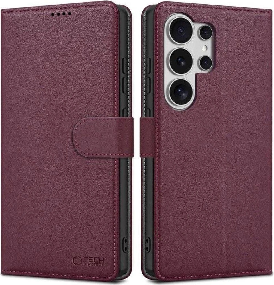 Tech-Protect Кожен Калъф с Джобове за Samsung S26 Ultra, Tech-Protect Wallet Book Case, Бордо (5906302390373)