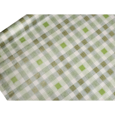 Prima-obchod Ubrusovina PVC s textilním podkladem, barva 34 zelená káro