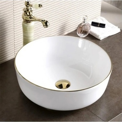 Inter Ceramic Порцеланов умивалник 875 СРЕБЪРЕН КАНТ (875)